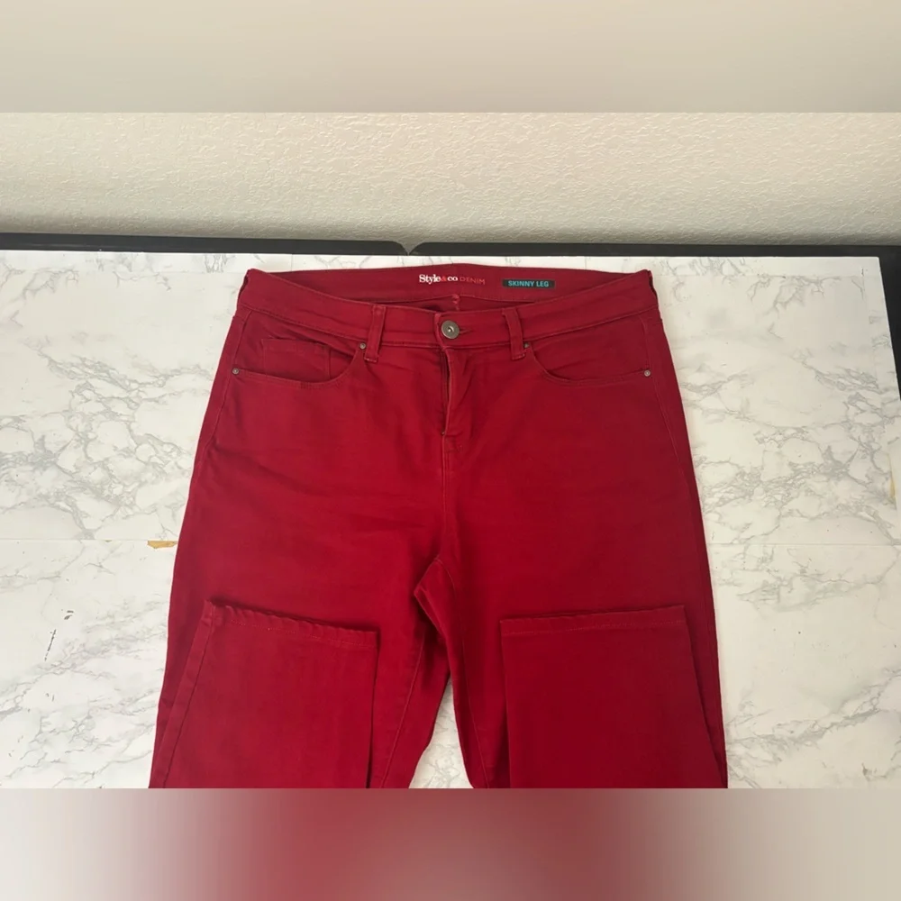 STYLE & CO Denim Women's SKINNY Leg Jeans Sz 6S Short Red Stretch L​